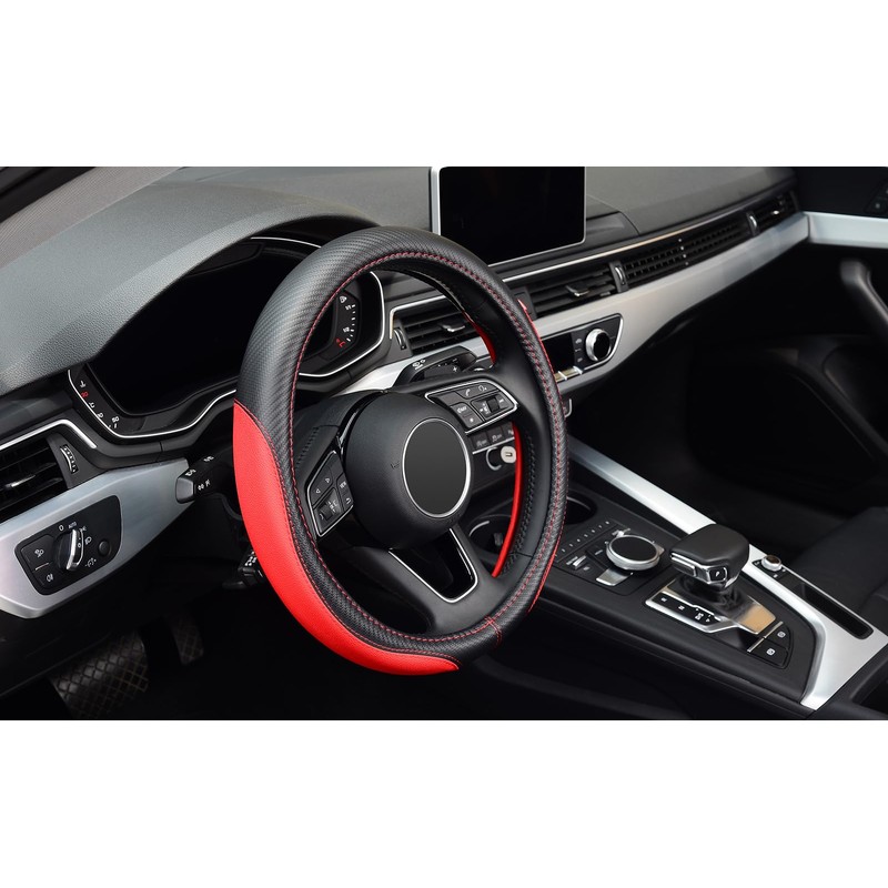 LABBYWAY Microfiber Leather Auto Car Steering Wheel Cover, Universal 15