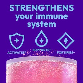 Emergen-C Immune+ Polvo de Apoyo Inmunológico de Triple Acción, BetaVia (R), 1000 mg de Vitamina C, Vitaminas B, Vitamina D y Antioxidantes, Frambuesa