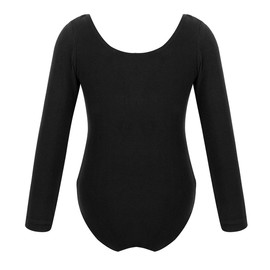 YOOJOO Girls' Team Basic Long Sleeve Leotard Gymnastics Ballet Dance Bodysuits for Toddler Kids Black 3 Years