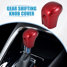 X AUTOHAUX Gear Shift Knob Cover Automatic Transmission Lever Trim for Honda Civic 10th Gen 2016-2021 ABS Carbon Fiber Pattern Red