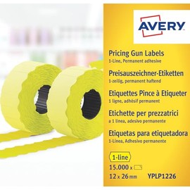 Avery Zweckform YPLP1226 Price Gun Labels 1 Line 12 x 26 MM Rolls 15,000/10 Labels Yellow