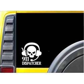 EZ-STIK 911 Dispatcher Skull Headset K490 6 inch Sticker 911 Dispatch Decal