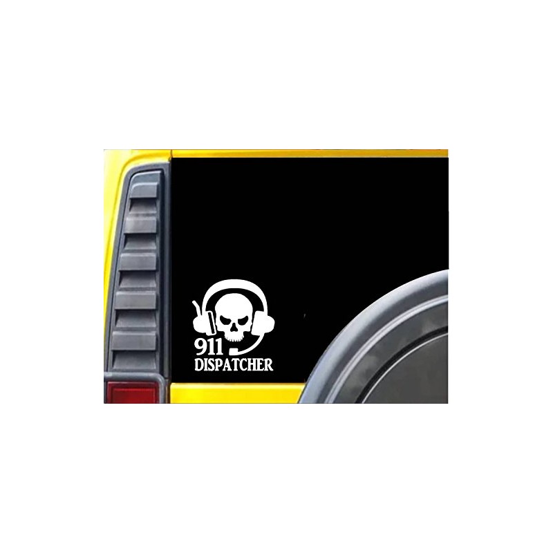 EZ-STIK 911 Dispatcher Skull Headset K490 6 inch Sticker 911