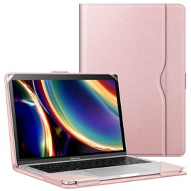 FINTIE Case Compatible with MacBook Air 13.6 inch (2024/2022) M3/M2 Chip, Macbook Air 13.3 inch (2020-2018), MacBook Pro 13 inch (2020-2016), Premium PU Leather Protective Folio Book Cover, Rose Gold