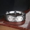 King Will Mens 8mm Silver Hammered Tungsten Rings for Men