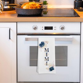 GWFSJYU Mimi Floral Kitchen Towels, Mimi Gifts, Grandma Dish Tea Towels, Mimi Gifts for Grandma Mothers Day Birthday, Grammy Decorative Hand Tea Towel for Bathroom Kitchen, 16x24 Inches