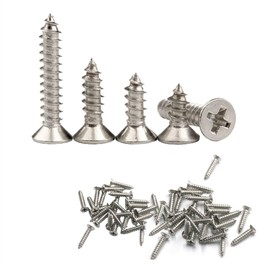 Naisfei 240pc Stainless Steel Self-Tapping Screws Flat Head Assortment Set,M2x8 M2x10 M2.6x8 M3x12 Self Tapping Screws Stainless Steel Self Tapping Machine Screws Full Threaded Cross Slot Pan