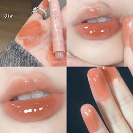 Lápiz labial gelatino de 6 colores, juego de lápiz labial de forma de corazón, acabado de espejo hidratante, húmedo, hidratante bálsamo de labio de labio de labio suave para mujeres