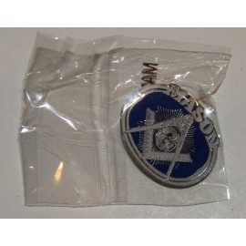 Flagline MASONIC Mason Freemason Symbol Blue Grey Oval Bike Hat Cap lapel Pin