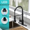 DJS Kitchen Faucets with Pull Down Sprayer LED Light Single