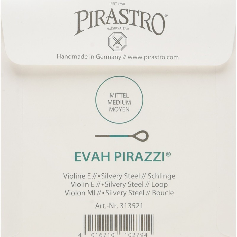 Pirastro 419025 Evah Violin String Set, E-Loop Mittel Envelope, 4/4