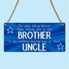 Pixie's Gifts Best Brother Uncle Birthday Gift Wooden Blue Plaque