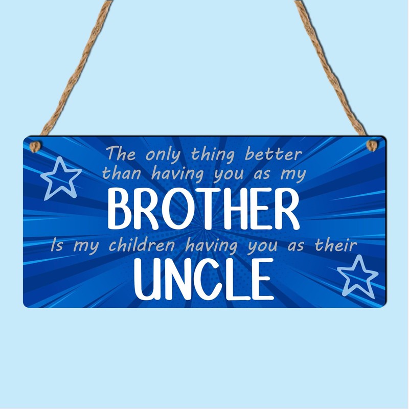 Pixie's Gifts Best Brother Uncle Birthday Gift Wooden Blue Plaque