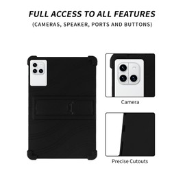 Case for Callsky-Tab Ctab 10 10.1 inch Android 15 Tablet，WUNIAK Shock Proof Lightweight Stand Rubber Shell Protective Cover,Kids Friendly Soft Silicone Adjustable Stand Cover,Black