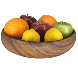 Woodard & Charles Acacia Wood Large Multipurpose Serving Bowl for Serving Salads, Snacks, Fruits and more, 10" x 1.75"