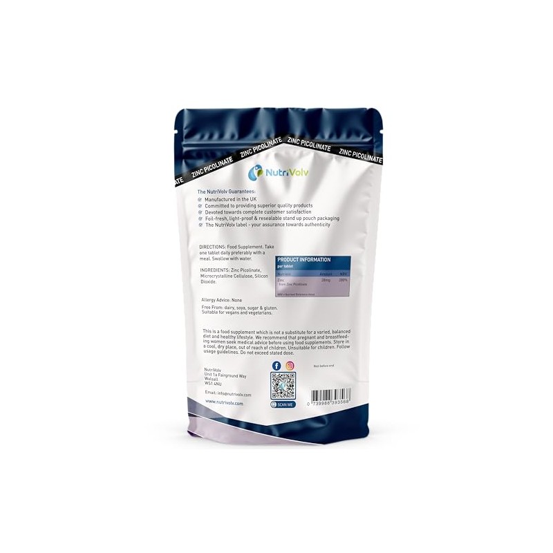 Zinc Picolinate 28mg | 365 Tablets | 1 Year Supply