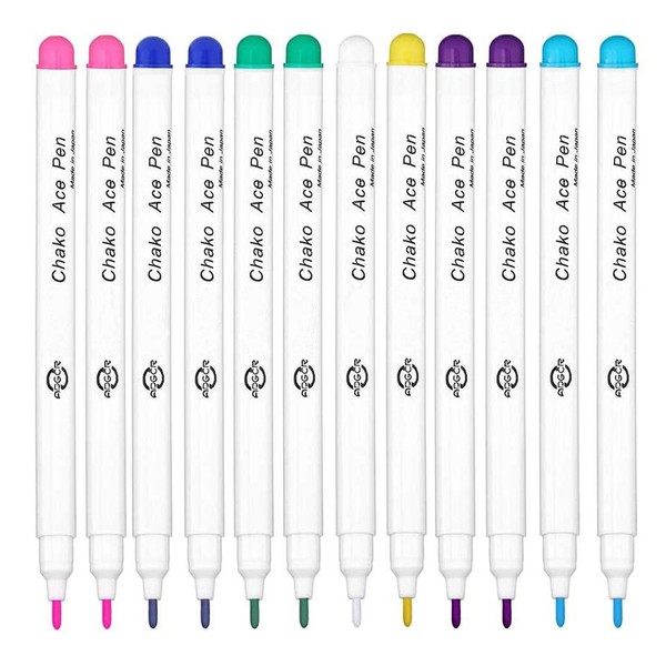 Pack of 12 Fabric Trick Markers Aqua Water Soluble Automatic Disappearing Pens Wipe Clean Pens for Tailors Sewing Quilting Dressmaking Wipe Marking Pens