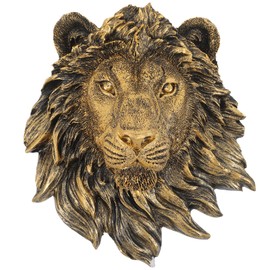 Veemoon Lightweight Lion Head Wall Decor Lion Head Wall Mount Sculpture Resin Hanging Animal Stuate Bronze Animal Plaque Home Ornament Fake Beast Decorations for Farmhouse Plaque(20 * 23 * 9.5cm)