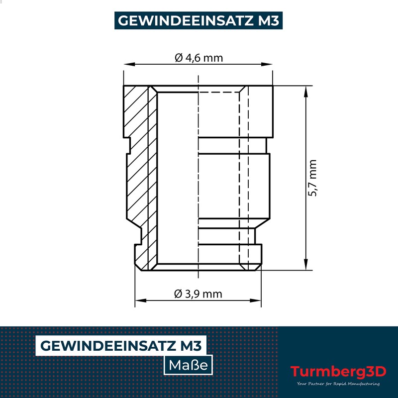 Turmberg3D - Threaded Insert M3 (Pack of 100) / M3