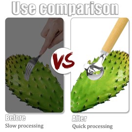 Cactus Peeler Spoon Stainless Steel Cuchara Pelador Nopales Wooden Handle Multi Function Sliced Chinese Noodle Cutter with Gloves