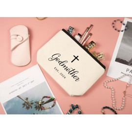 Godmother Appreciated Gift,First Time Godmother,Thank You Gift,Godmother Proposal Gift,Pregnancy Announcement Gift,Christening Gift,Baptism Gift,Christmas Gift-Makeup Bag,Cosmetic Pouch,Travel Case