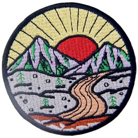 Sunrise from Mountain Explore Outdoor Embroidered Iron on Sew on Patch