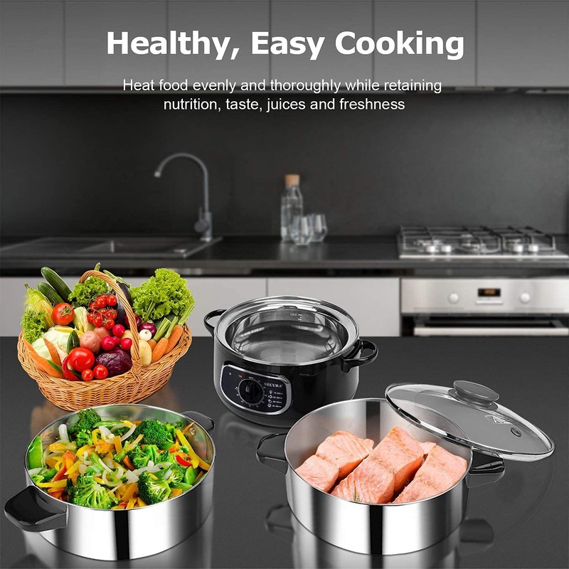 Secura 2 Stainless Steel Food Steamer 8.5 Qt Electric Glass