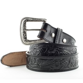 STARS & STRIPES WG-42 Leather Belt Western Clothing Cowboy Belt Black, black