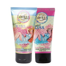Barefoot Venus Dare To Bare Oil - Juego de crema de manos y lavado limpiador (Coconut Kiss), 1.7 onzas