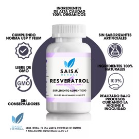 Saisa Herbal Resveratrol 120 Cáp Semilla De Uva Y Vitamina C Saisa Herbal Sabor Sin sabor
