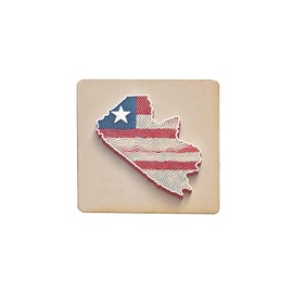 Wooden Fridge Magnet with Map Design and Wavy Red, White, and Blue Pattern (mag-kf25-2084)
