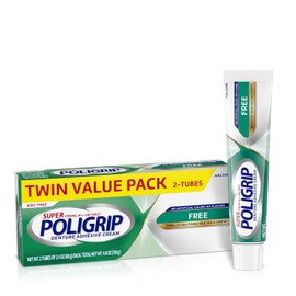 Super Poligrip fórmula original sin zinc, crema adhesiva para dentaduras, 2.4 onzas (paquete de 2)