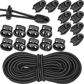 ZUOZ B351858 Elastic Cord, Cord Lock, Elastic Shoelaces, No Tie, Bungee Cord, Durable, 1.4 inches (3.5 mm), 32.8 ft (10 m), Round Cord, Stretch Cord, Rope Stopper, Cord End Cap, 10 Each