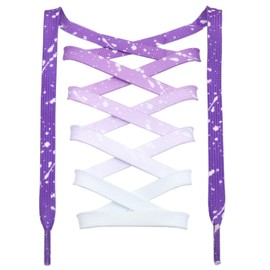 DANHUA Gradient Sneakers Flat Shoelaces: 2 Pair Purple Athletic Printed Shoe Laces 55 inch