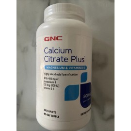 GNC Calcium Citrate Plus Magnesium & Vitamin D-3 Dietary Supplement, 180 Caplets