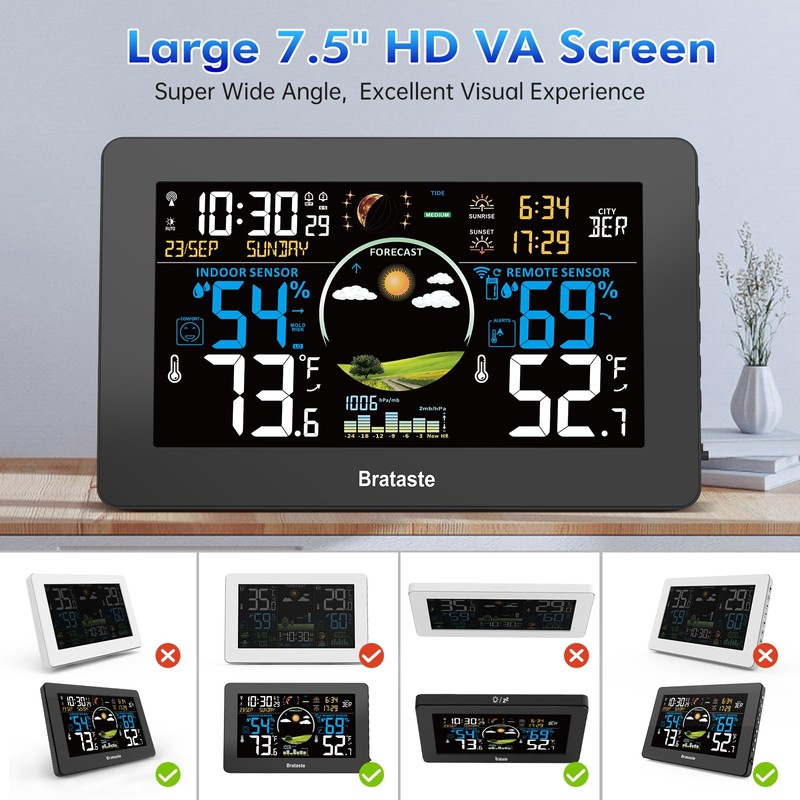 Weather Station Wireless Indoor Outdoor, Digital Thermometer with Remote Sensor,