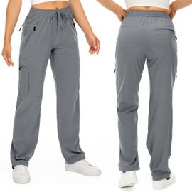 Women's Hiking Cargo Pants Quick Dry UPF50+ Outdoor Pants for Women Fishing Safari Travel Stretchy Pants with Pockets,6608,Grey,S