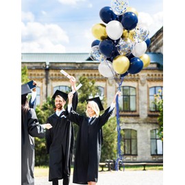 Navy Blue and Gold Confetti Balloons,12 Inch 60pcs Pearl White and Metallic Gold Latex Balloons for New Year Party, Graduation,Birthday,Baby Shower,Anniversary,Wedding,Party Decoration