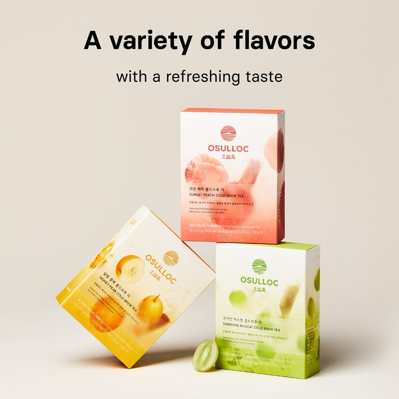 OSULLOC Sunset Peach Cold Brew Tea, Sweet peach flavored iced