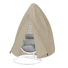Easy-Going 【Mom's Gift】Easy-Going Patio Egg Chair Cover, UV Resistant Waterproof Swing Hanging Egg Chair Cover with Zipper, Outdoor Wicker Single Seat Egg Chair Cover - Color: Camel, Size: Single Seat-75"H x 45"W