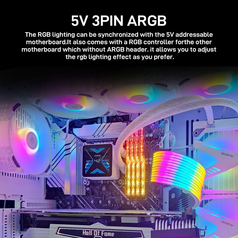 ALSEYE N12 Case Fan Kit, 3 Pack 120mm ARGB &