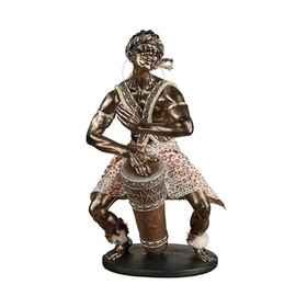 Touch of Class Jembe African Man Drum Player Table Sculpture Bronze 8 in Wide x 5.5 in deep x 16 in high