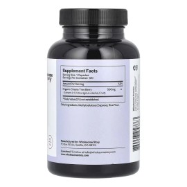 Vitex Chasteberry 500mg Wholesome Story, 120 Cpsulas Vegetarianas  Suplemento Natural para Mujeres, Sin OGM, Sin Gluten ni Soya, Apoyo Nutricional... 