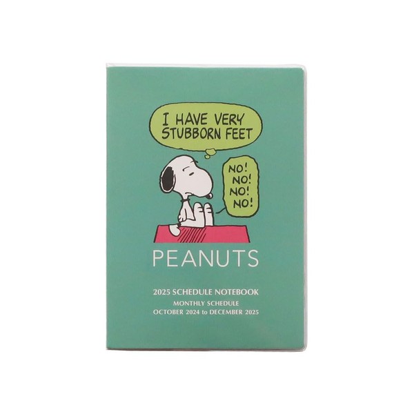 Square Snoopy Notebook, 2025, A5, Monthly, Green, 20PD-5G (Begins October