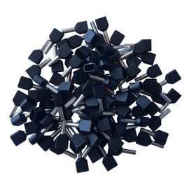 GTSE 100 pcs Black Twin Entry 1.5mm² Bootlace Ferrule Connector Insulated Cord Pin End Terminals