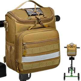 SLINRKE Knee Walker Handlebar Bag - Tactical Knee Walker Accessories Bag with Insulated Pocket & Shoulder Strap for Knee Walker, Bike, Scooter (Brown)