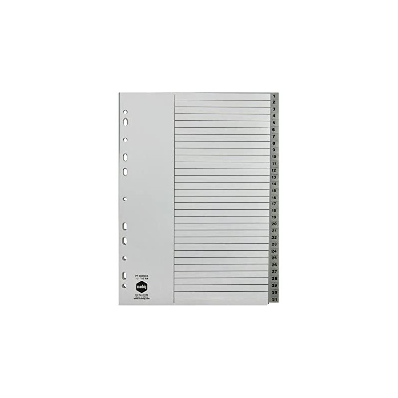 Marbig Indices & Dividers 1-31 Tab Pp A4 Grey