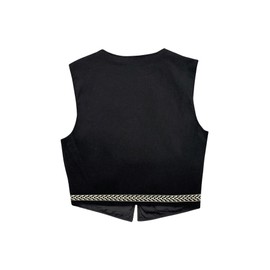 GORGLITTER Women's Sleeveless Vest with Embroidery Short Vest Tops Vintage Jacket Vest Sleeveless Jacket, black