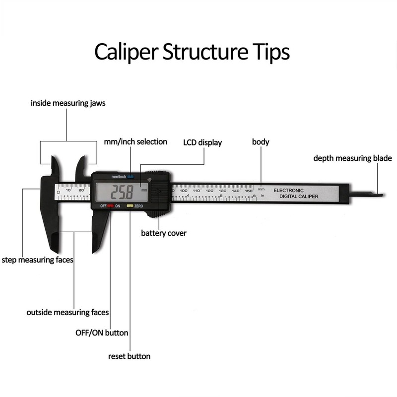 AYMBH Digital Vernier Caliper 6-Inch, Precision Electronic Micrometer with Large