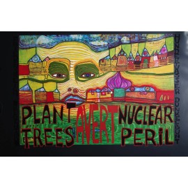Hundertwasser Original Safe Energy Poster. (Plant Trees Avert Nuclear Peril)